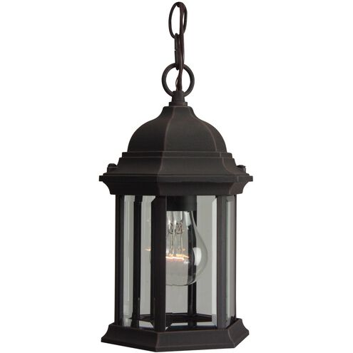 Hex Style 1 Light 7 inch Rust Outdoor Pendant in Clear Beveled, Medium