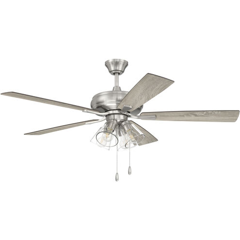 Eos 52 inch Brushed Polished Nickel with Driftwood/Walnut Blades Ceiling Fan (Blades Included), Contractor Fan