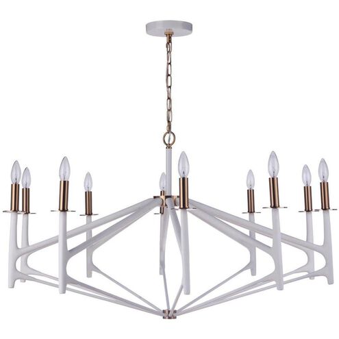 The Reserve LED 42.5 inch Matte White/Satin Brass Chandelier Ceiling Light