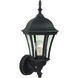 Curved Glass 1 Light 17 inch Textured Black Outdoor Wall Mount, Small