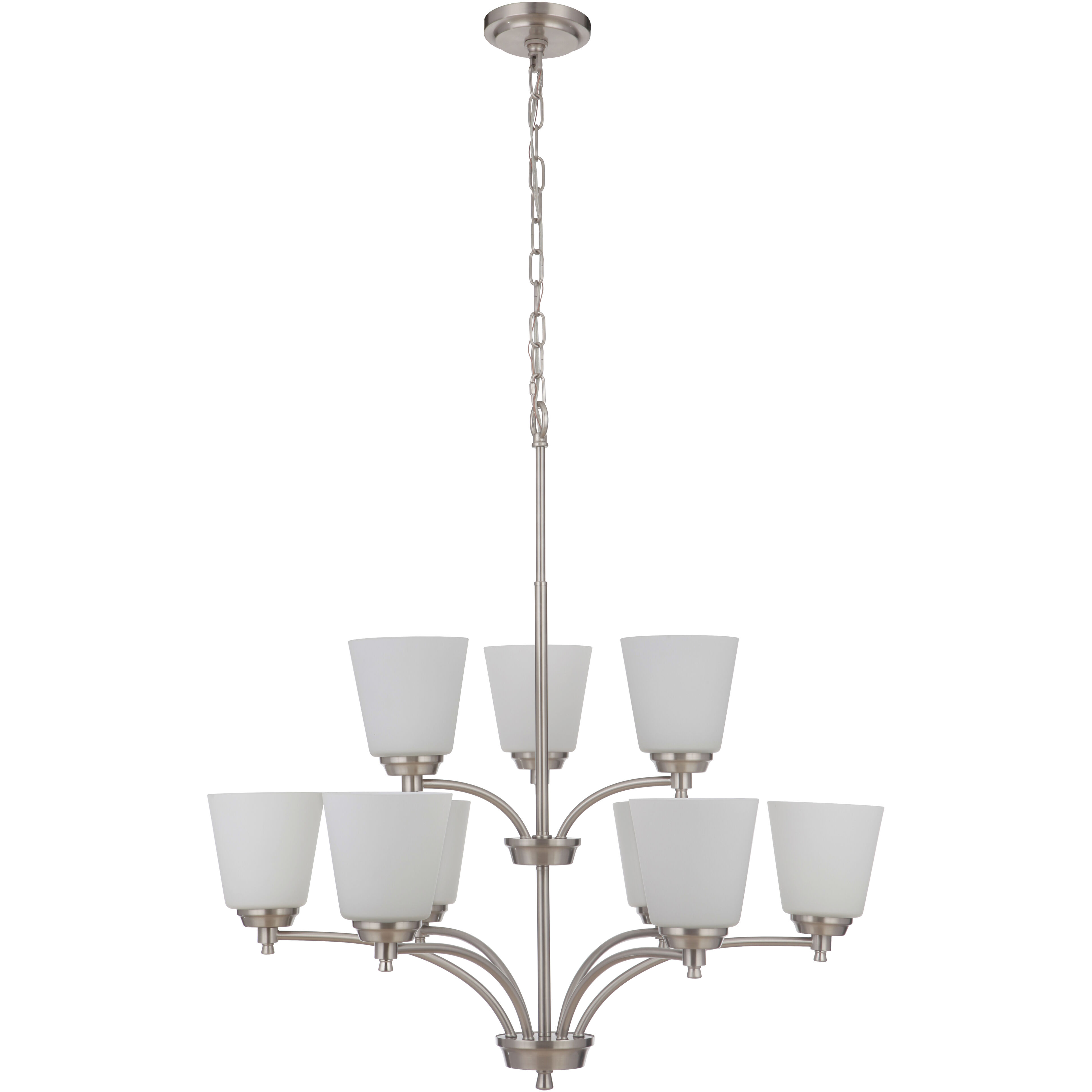 Neighborhood Tyler 9 Light 31.5 inch Brushed Polished Nickel Chandelier Ceiling Light in White Frosted Glass, Neighborhood Collection