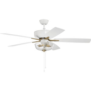 Pro Plus 52 inch White and Satin Brass with White/Washed Oak Blades Contractor Fan