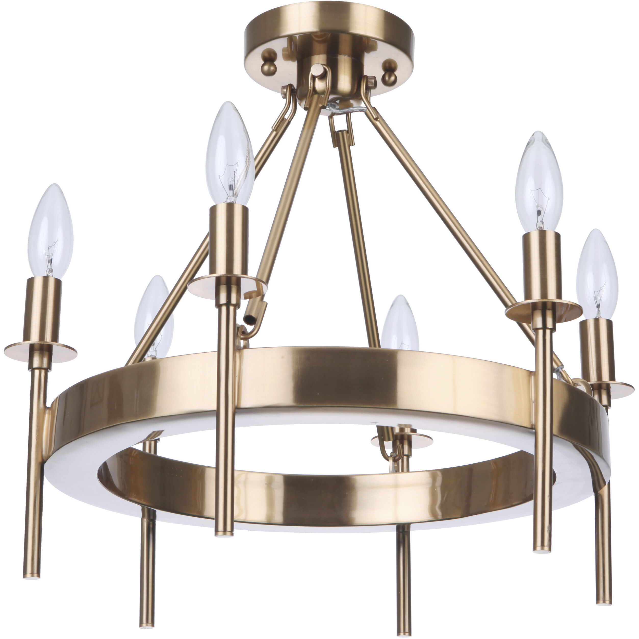 Larrson 6 Light 18 inch Satin Brass Semi Flush Ceiling Light