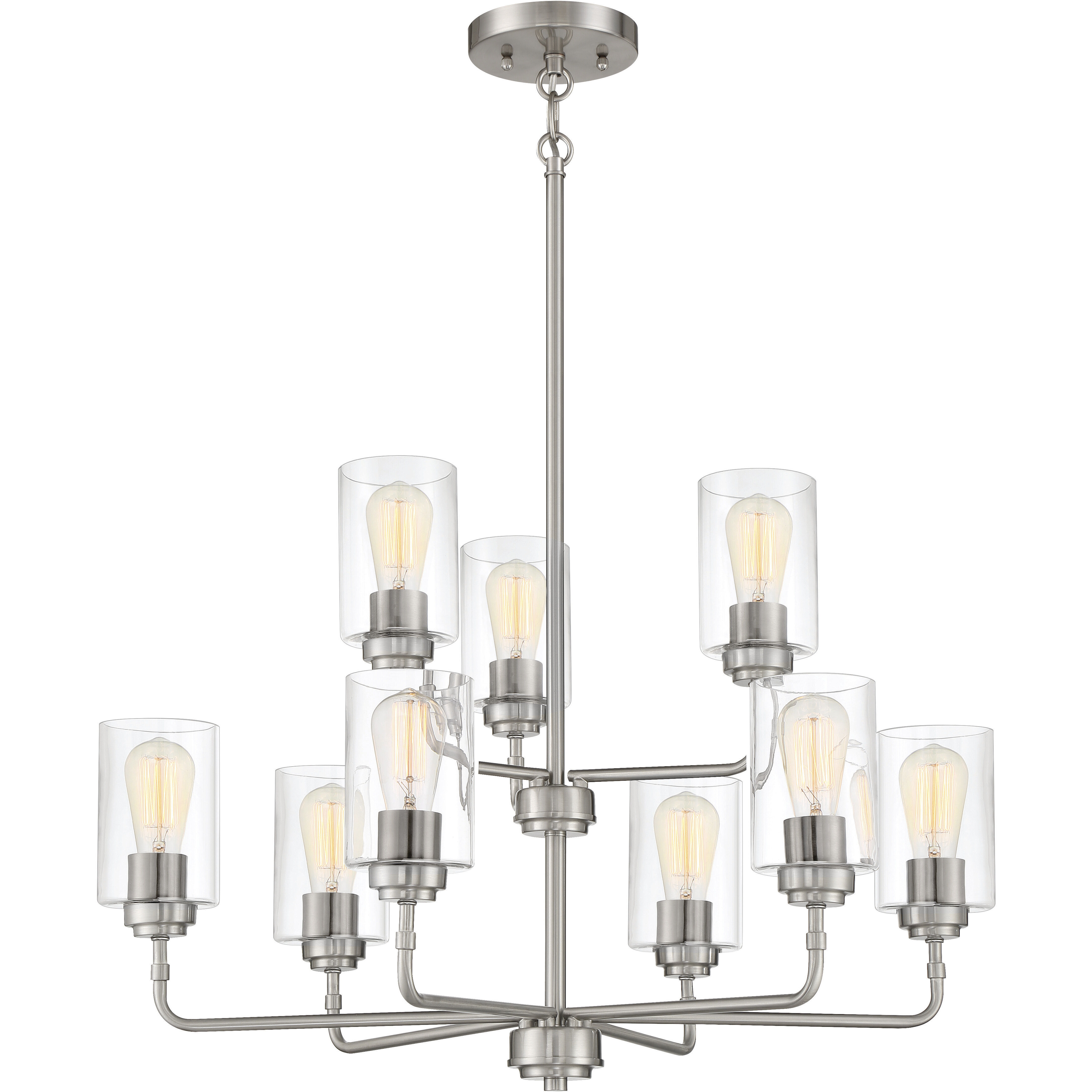 Stowe 9 Light 30 inch Brushed Polished Nickel Chandelier Ceiling Light