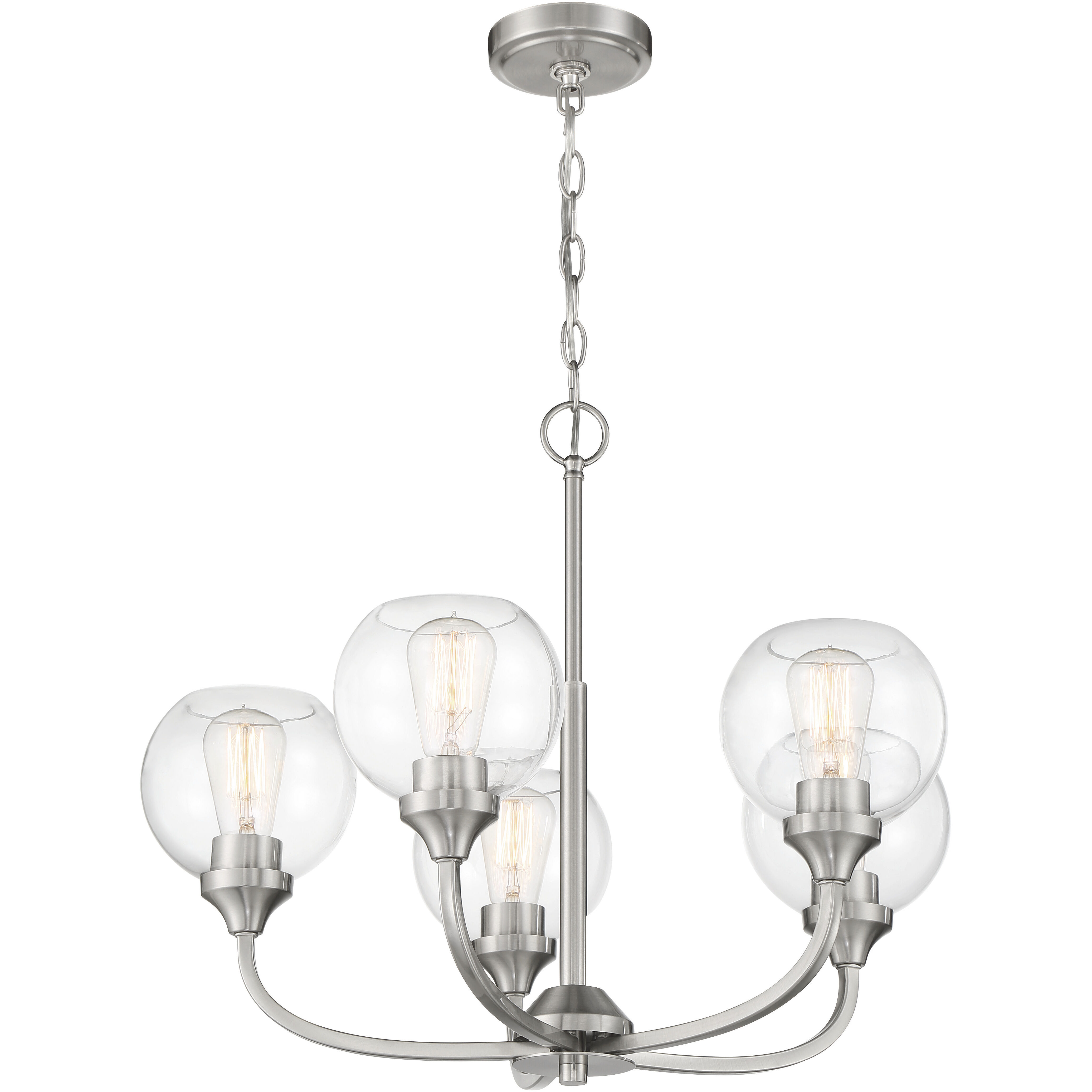 Glenda 5 Light 24 inch Brushed Polished Nickel Chandelier Ceiling Light