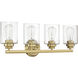 Bolden 4 Light 25.13 inch Satin Brass Vanity Light Wall Light in Clear Seeded