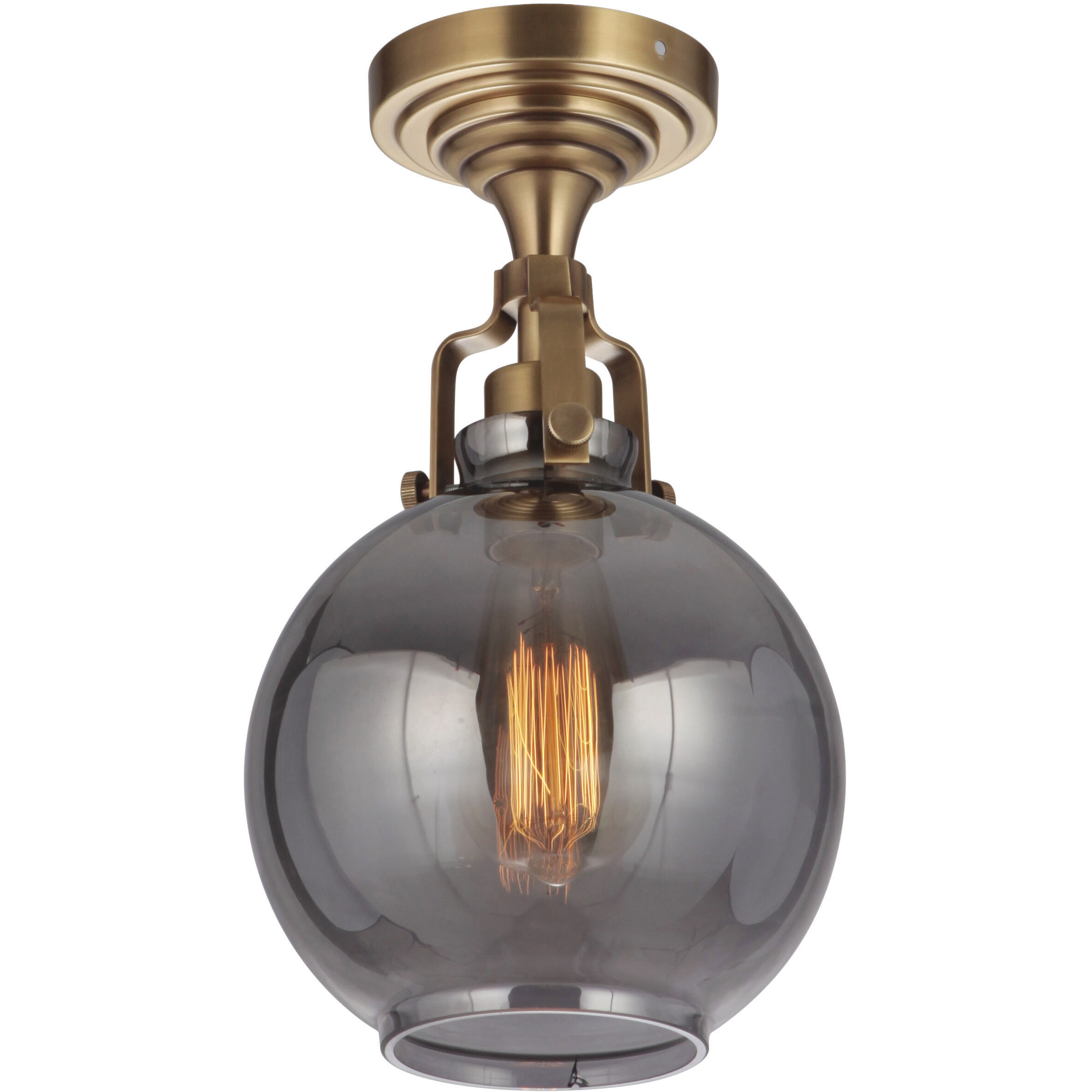 Gallery State House 1 Light 7.87 inch Vintage Brass Semi Flush Ceiling Light
