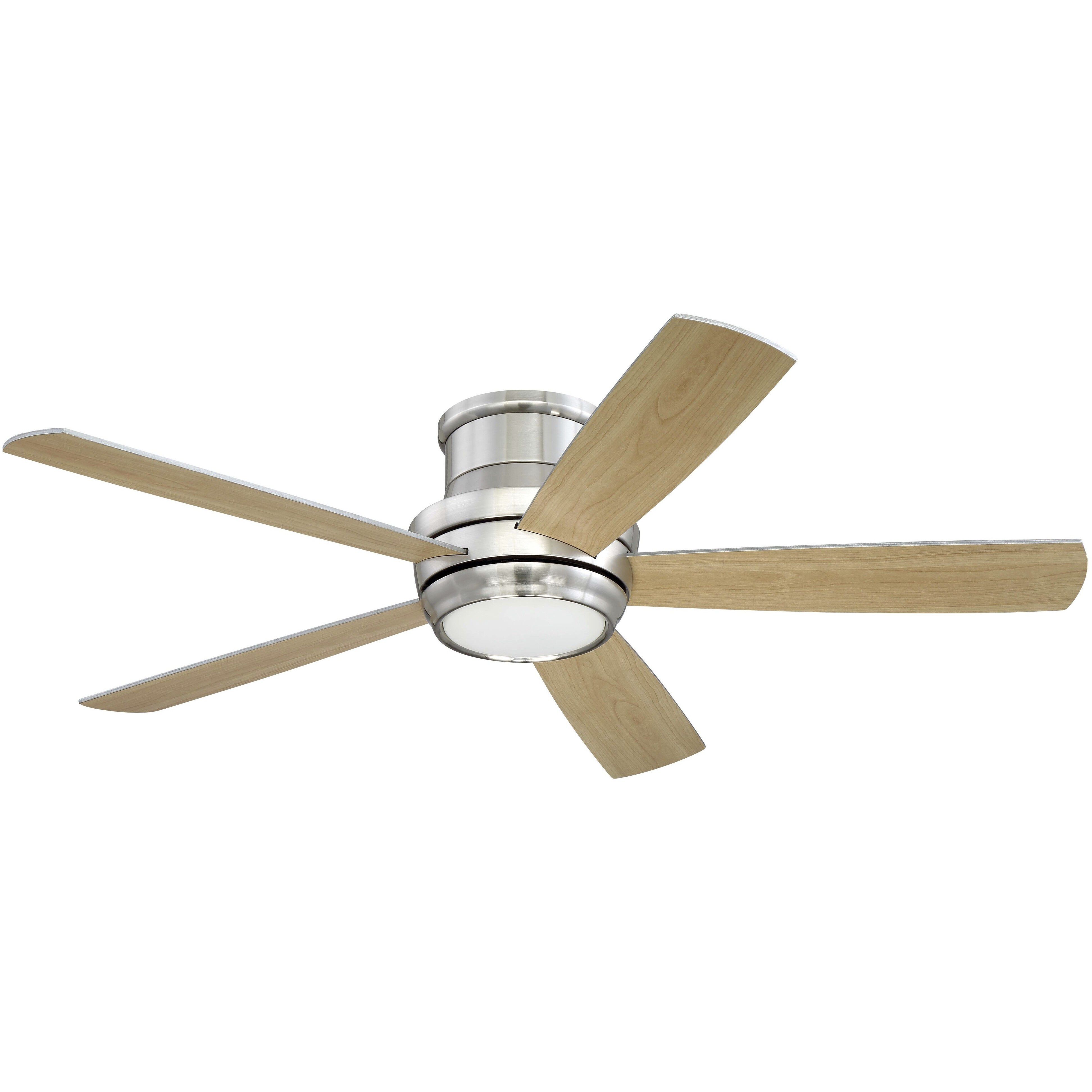 Tempo Hugger 52 inch Brushed Polished Nickel with Brushed Nickel/Maple Blades Ceiling Fan