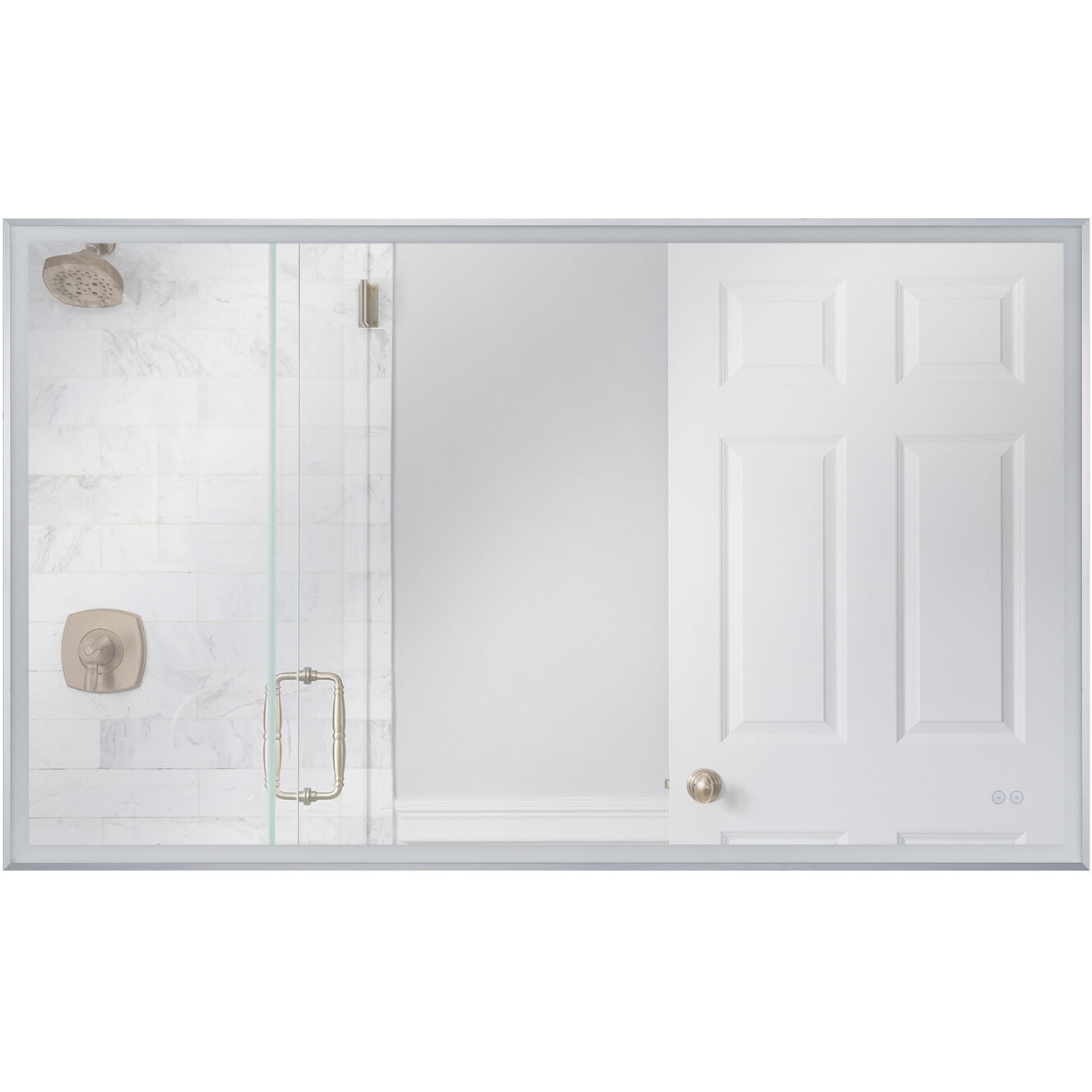 Framed 60 X 36 inch Brushed Polished Nickel LED Mirror, Back Lit