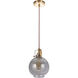 Gallery State House 1 Light 8 inch Vintage Brass Mini Pendant Ceiling Light in Smoked Clear Glass