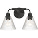 Pleated 2 Light 16.88 inch Flat Black Vanity Light Wall Light