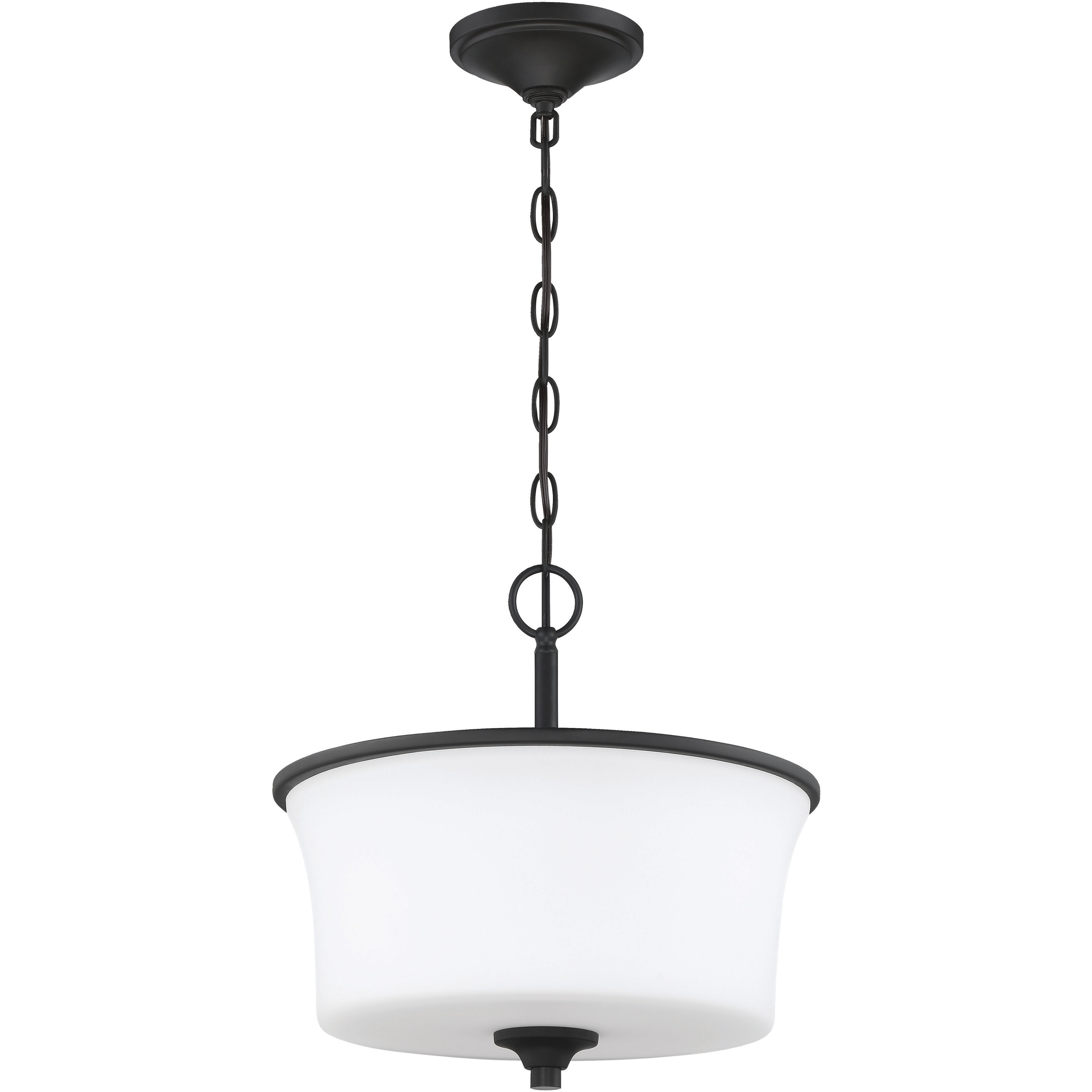 Neighborhood Gwyneth 2 Light 13 inch Flat Black Convertible Semi Flush Ceiling Light in White Frost Glass, Neighborhood Collection