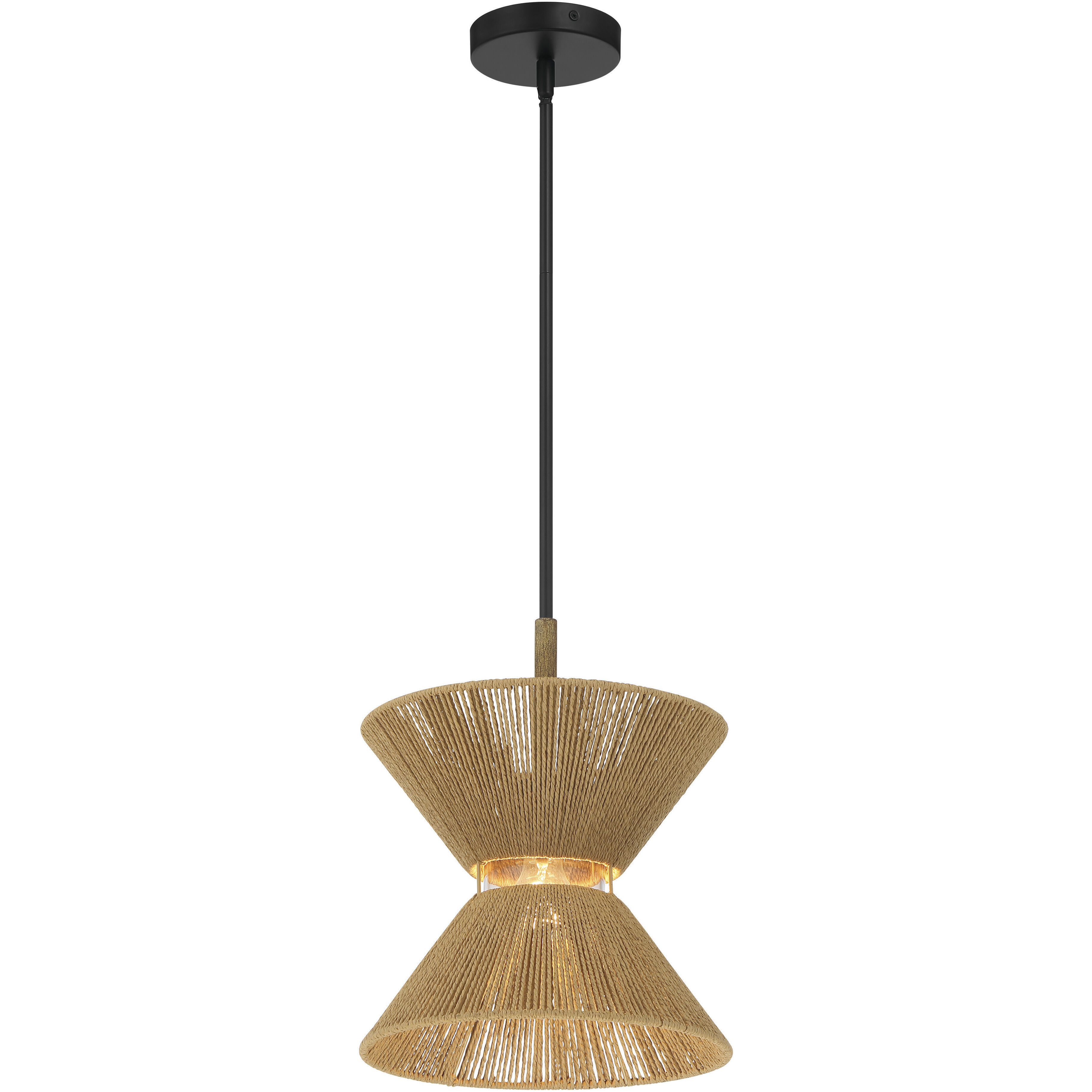 Serena 1 Light 12.13 inch Flat Black/Walnut Pendant Ceiling Light in Flat Black and Walnut