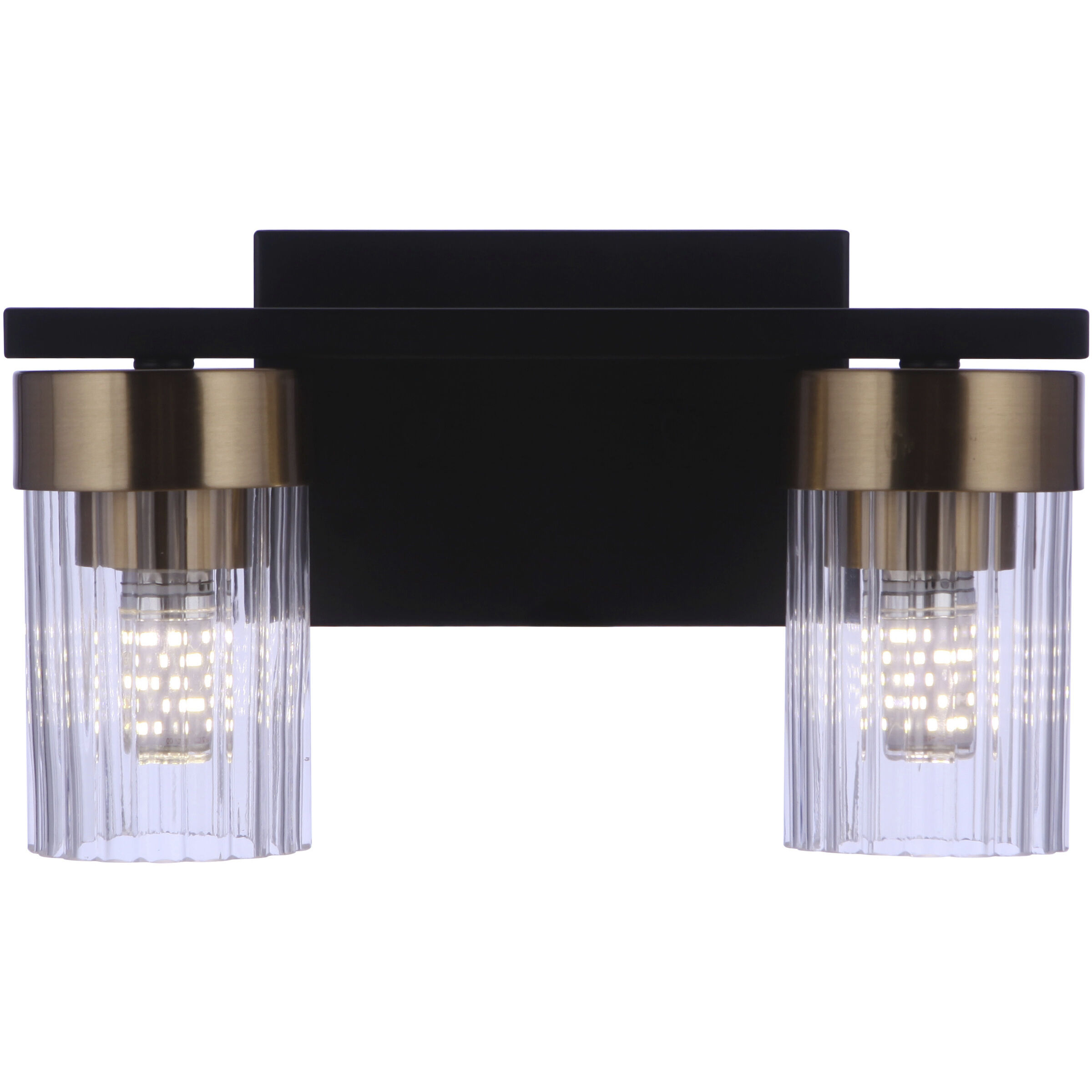 Bond Street 2 Light 11 inch Flat Black/Satin Brass Vanity Light Wall Light