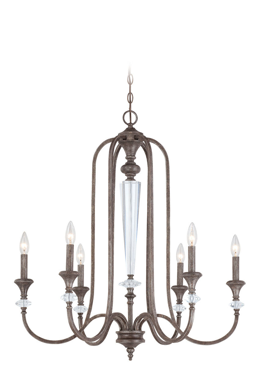 Boulevard 6 Light 29.37 inch Mocha Bronze Silver Wash Chandelier Ceiling Light