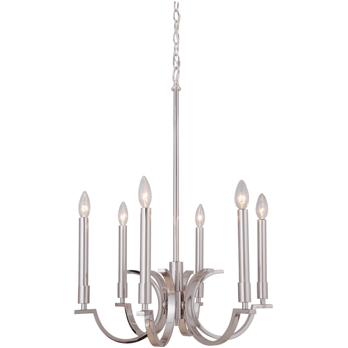 Crescent 6 Light 21.06 inch Polished Nickel Chandelier Ceiling Light, Jeremiah