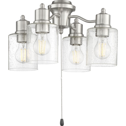 Universal LED LED Filament Brushed Polished Nickel Fan Light Kit in Clear Seeded