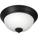 Pro Builder 2 Light 11 inch Aged Bronze Brushed Flushmount Ceiling Light in White Frosted Glass