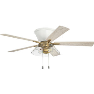 Insight 52 inch White/Satin Brass with White/Washed Oak Blades Ceiling Fan