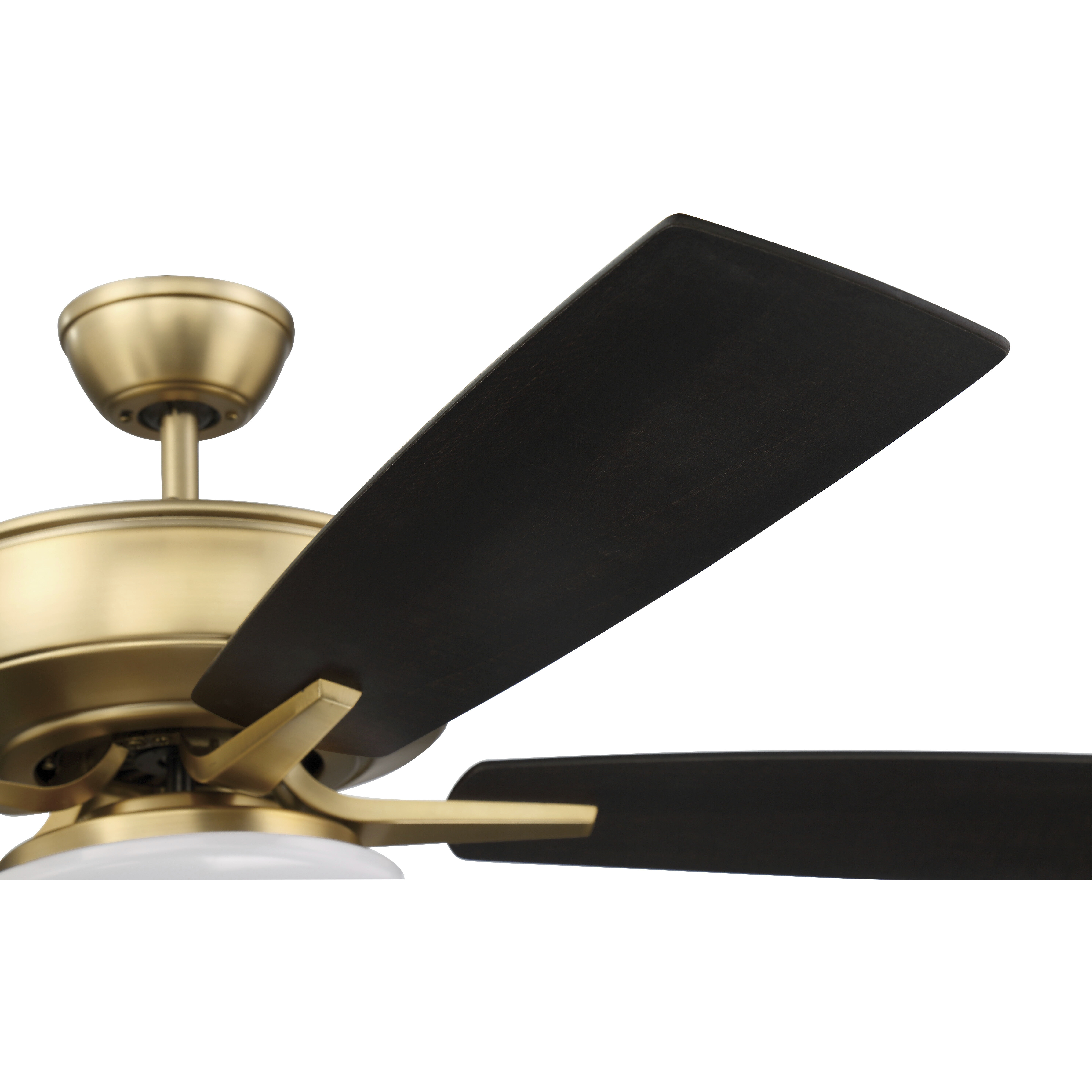 Pro Plus 112 52 inch Satin Brass with Black Walnut/Flat Black Blades Contractor Ceiling Fan, Slim
