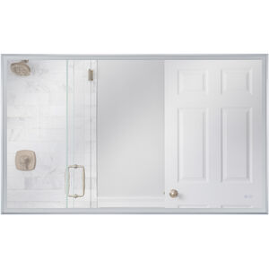 Framed 60 X 36 inch Brushed Polished Nickel LED Mirror, Back Lit