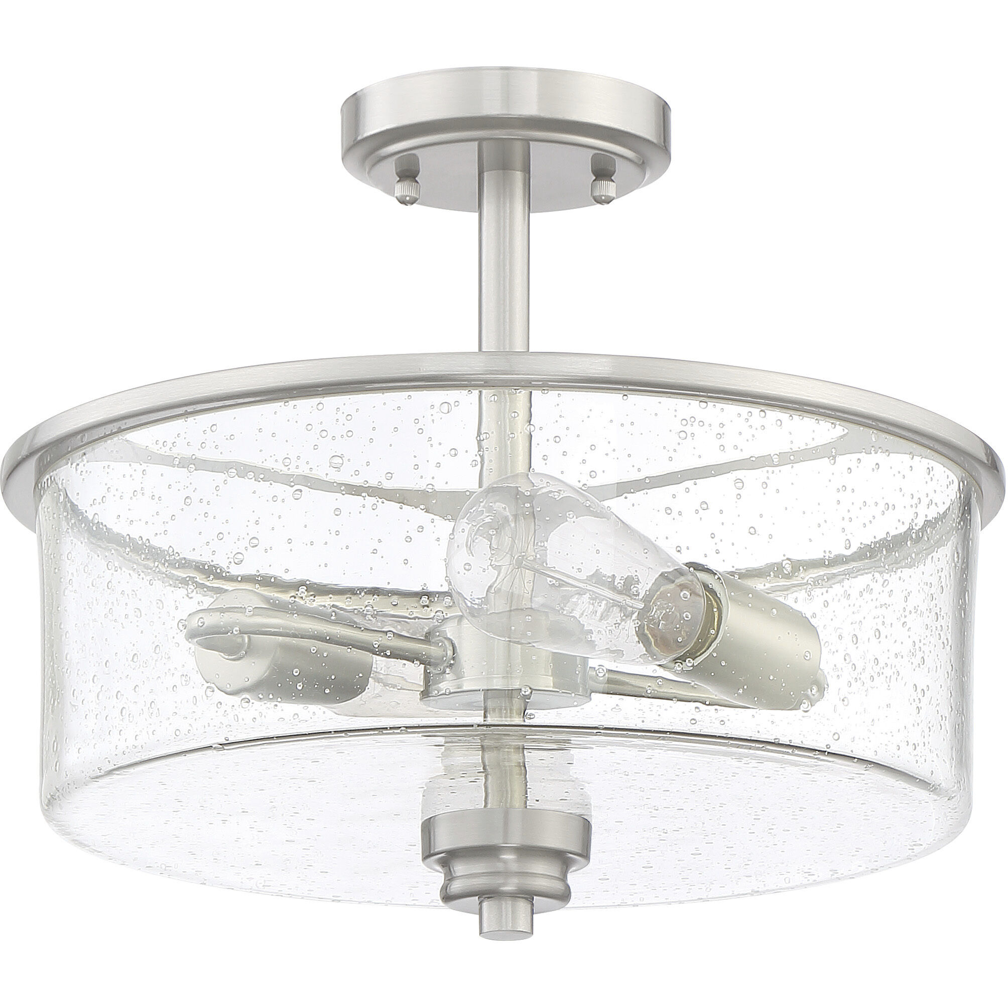 Neighborhood Bolden 2 Light 13 inch Brushed Polished Nickel Convertible Semi Flush Ceiling Light in Clear Seeded, Neighborhood Collection