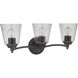 Neighborhood Tyler 3 Light 23 inch Flat Black Vanity Light Wall Light in Clear Seeded, Neighborhood Collection