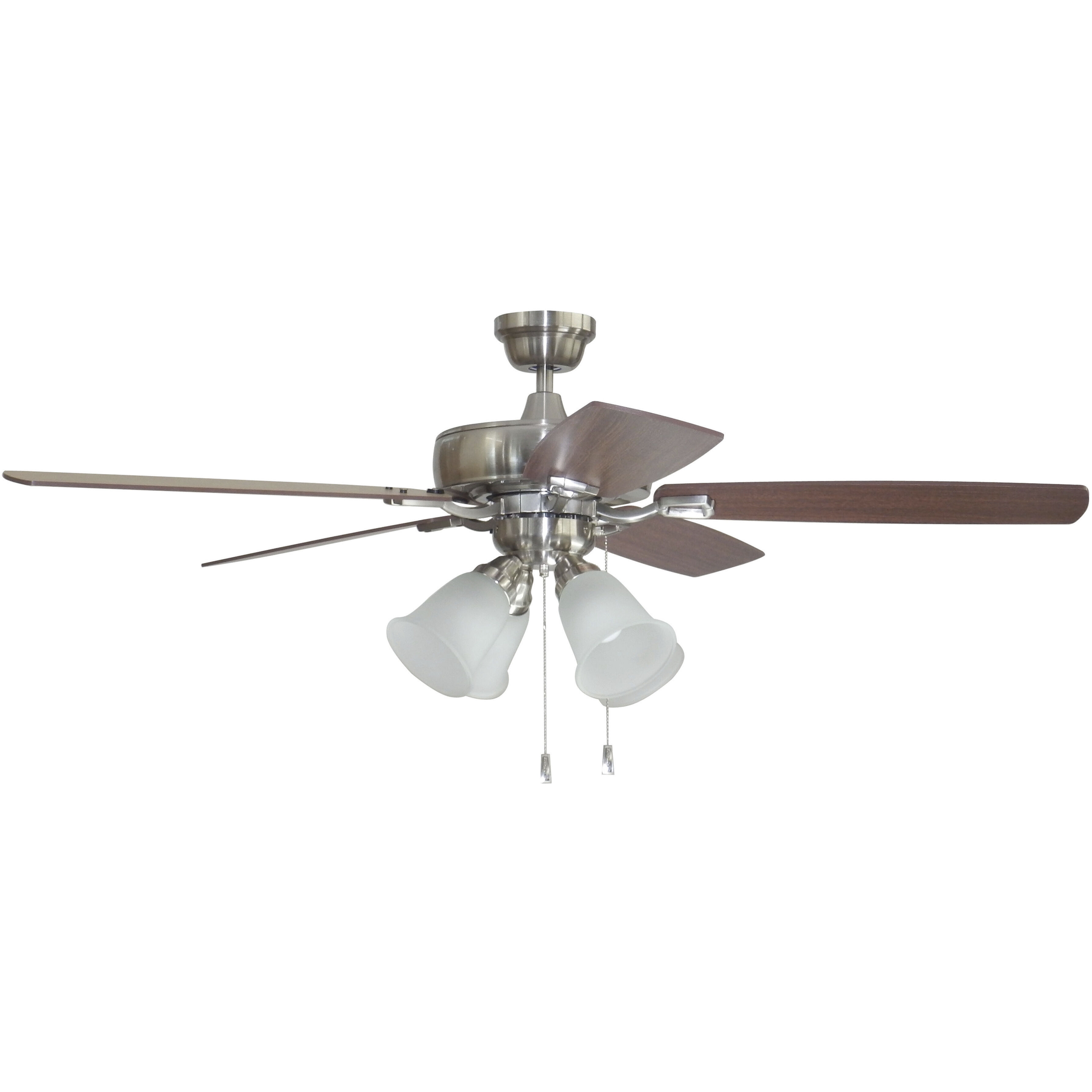 Twist N Click 52 inch Brushed Polished Nickel with Ash/Mahogany Blades Contractor Fan in 4