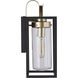 Neo 1 Light 14 inch Midnight / Satin Brass Outdoor Wall Lantern