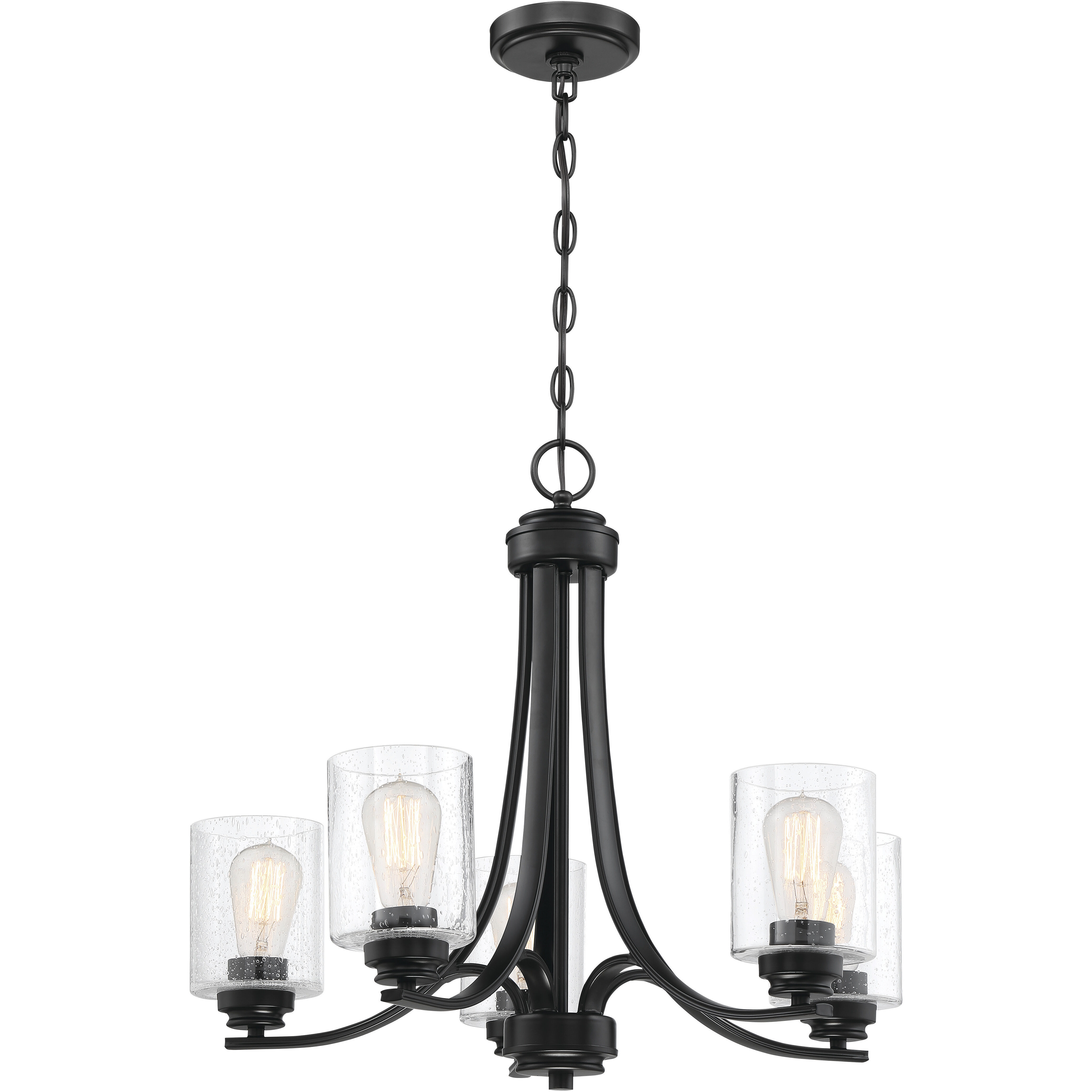 Neighborhood Bolden 5 Light 24 inch Flat Black Chandelier Ceiling Light in Clear Seeded, Neighborhood Collection