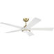 Frye 52 inch Satin Brass and White with White Blades Indoor Ceiling Fan