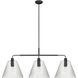 Pleated 3 Light 14 inch Flat Black Island Light Ceiling Light