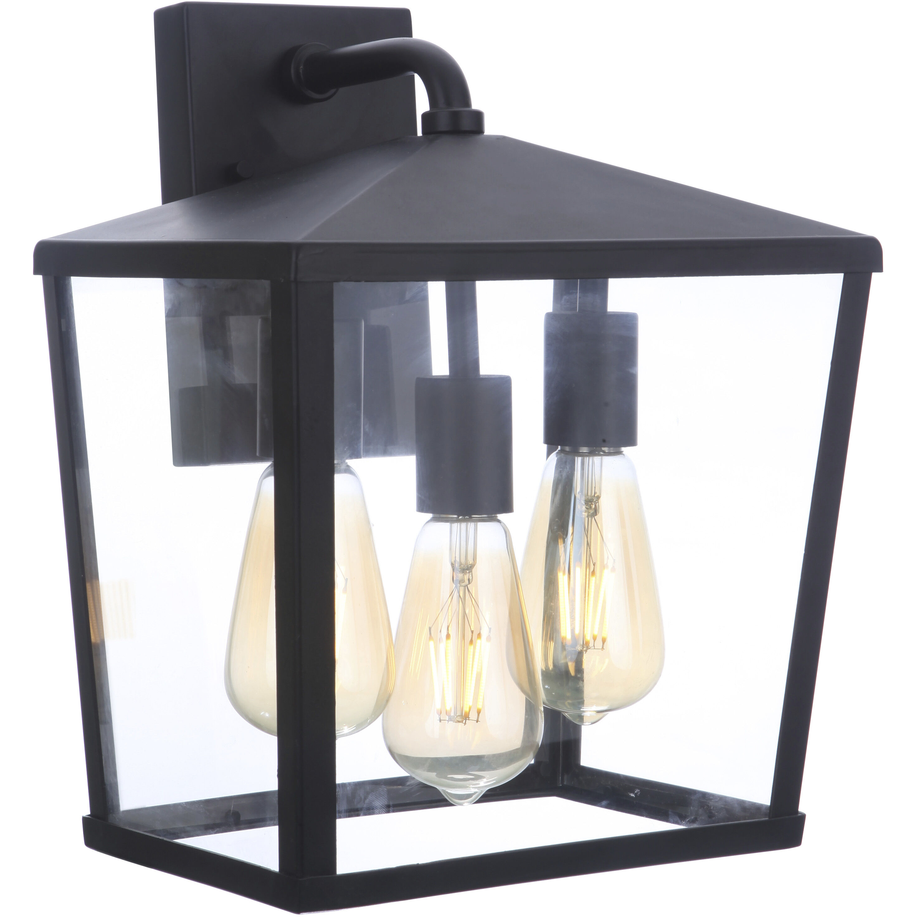 Olsen 3 Light 13 inch Midnight Outdoor Wall Lantern