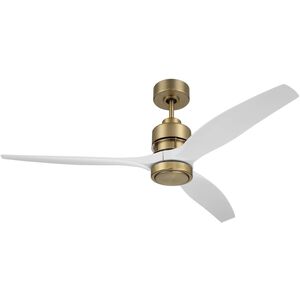 Sonnet 52 inch Satin Brass with White Blades Ceiling Fan, Blades Included 