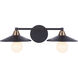 Isaac 2 Light 19.25 inch Flat Black/Satin Brass Vanity Light Wall Light in Flat Black and Satin Brass