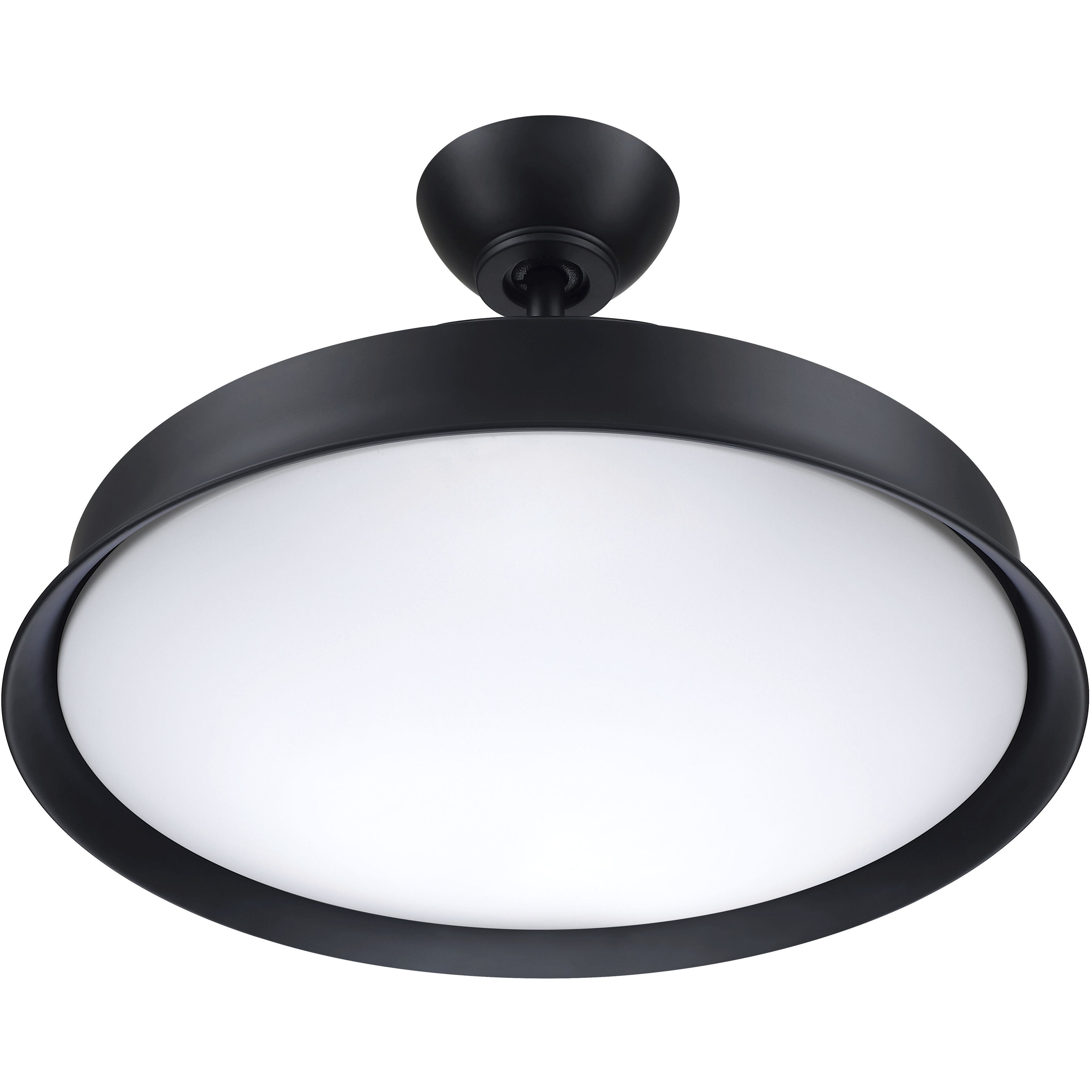 Union 42 inch Flat Black with Clear Acrylic Blades Fan, Hidden Blades