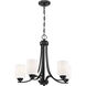 Neighborhood Bolden 5 Light 24 inch Flat Black Chandelier Ceiling Light in White Frosted Glass, Neighborhood Collection