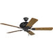 Grandeur 52 inch Aged Bronze Brushed with Dark Oak/Mahogany Blades Ceiling Fan in Tea-Stained Glass