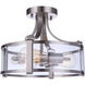 Elliot 3 Light 13 inch Brushed Polished Nickel Semi Flush Ceiling Light