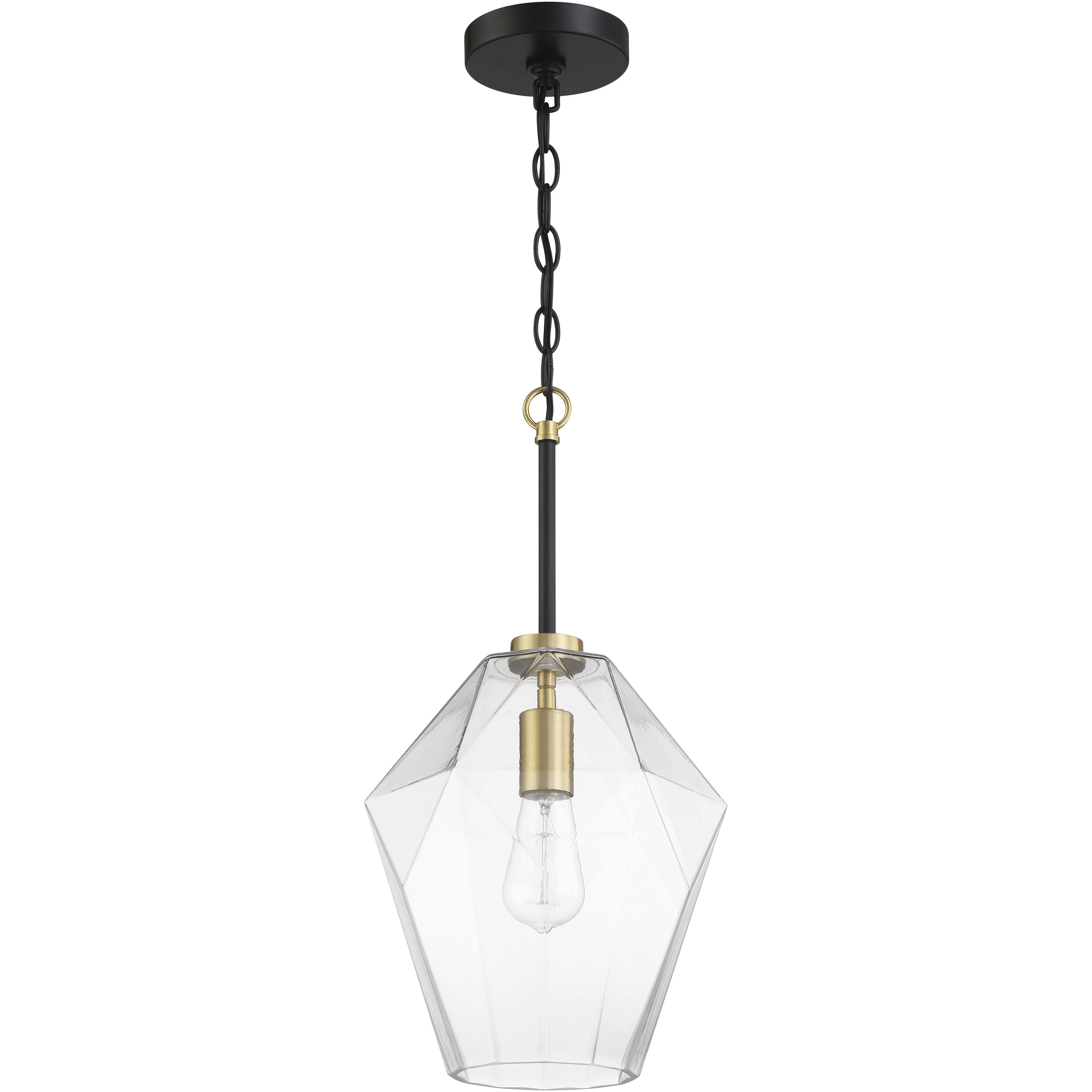 Avante Grand 1 Light 9 inch Flat Black/Satin Brass Pendant Ceiling Light