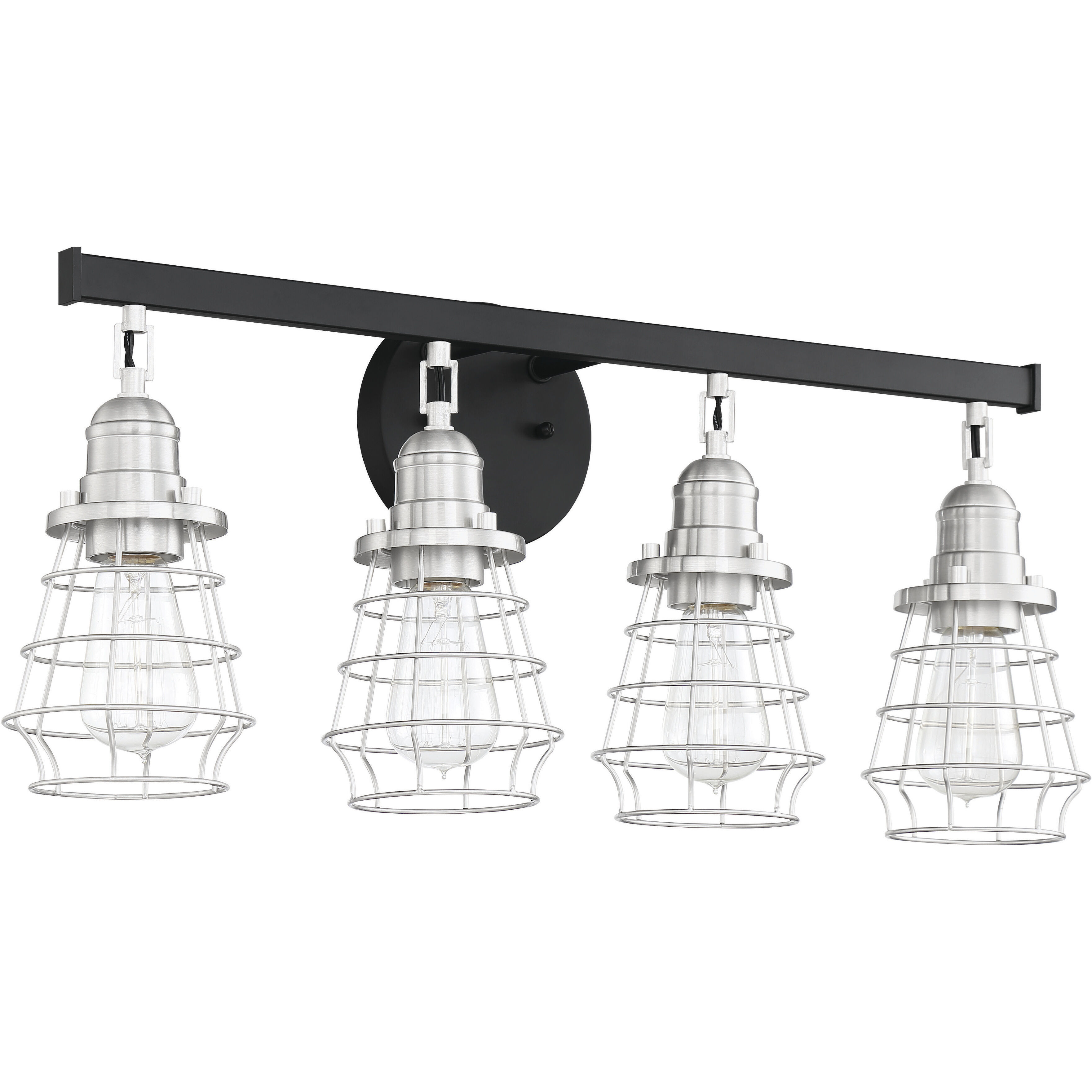 Neighborhood Thatcher 4 Light 26 inch Flat Black/Brushed Polished Nickel Vanity Light Wall Light, Neighborhood Collection