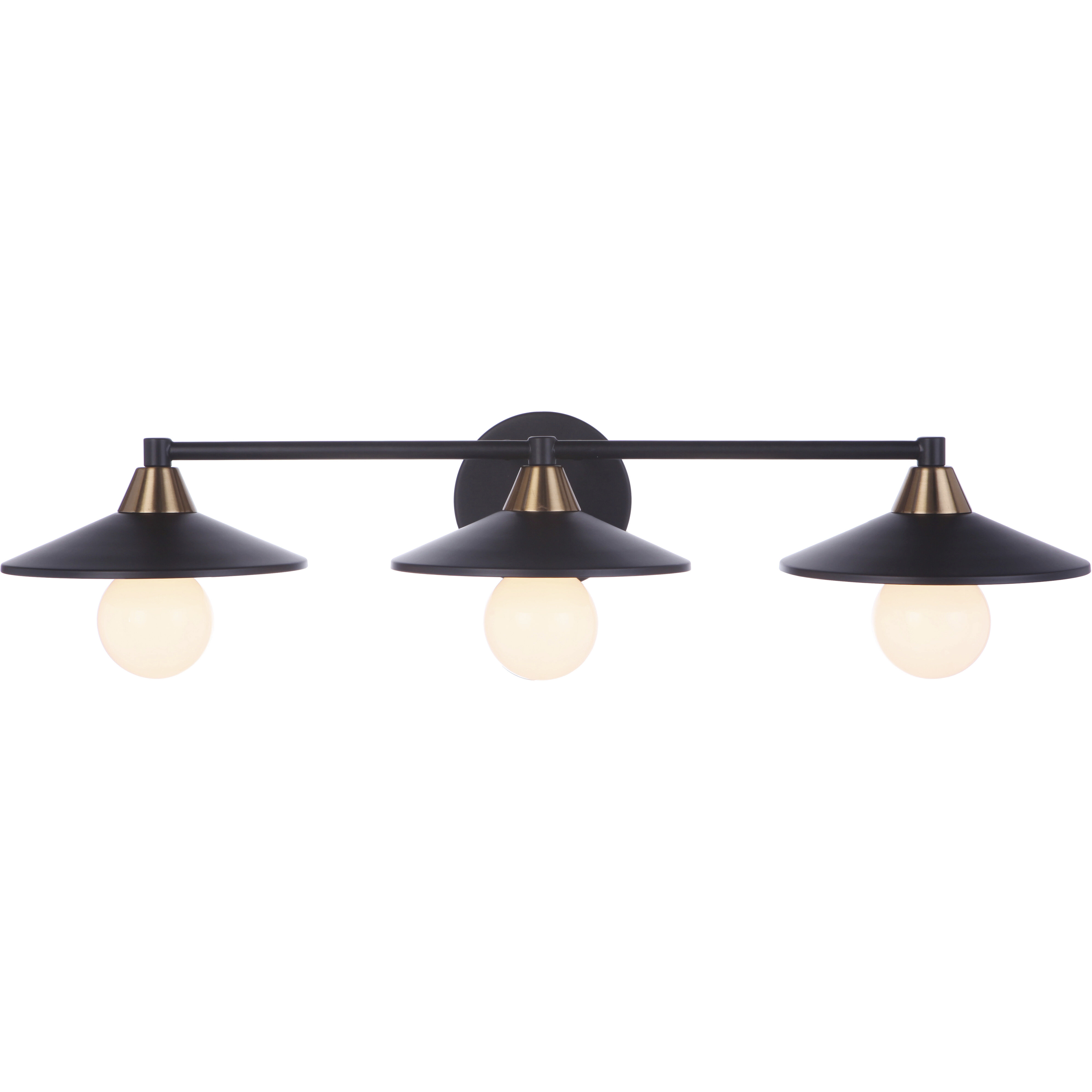 Isaac 3 Light 28.68 inch Flat Black/Satin Brass Vanity Light Wall Light in Flat Black and Satin Brass