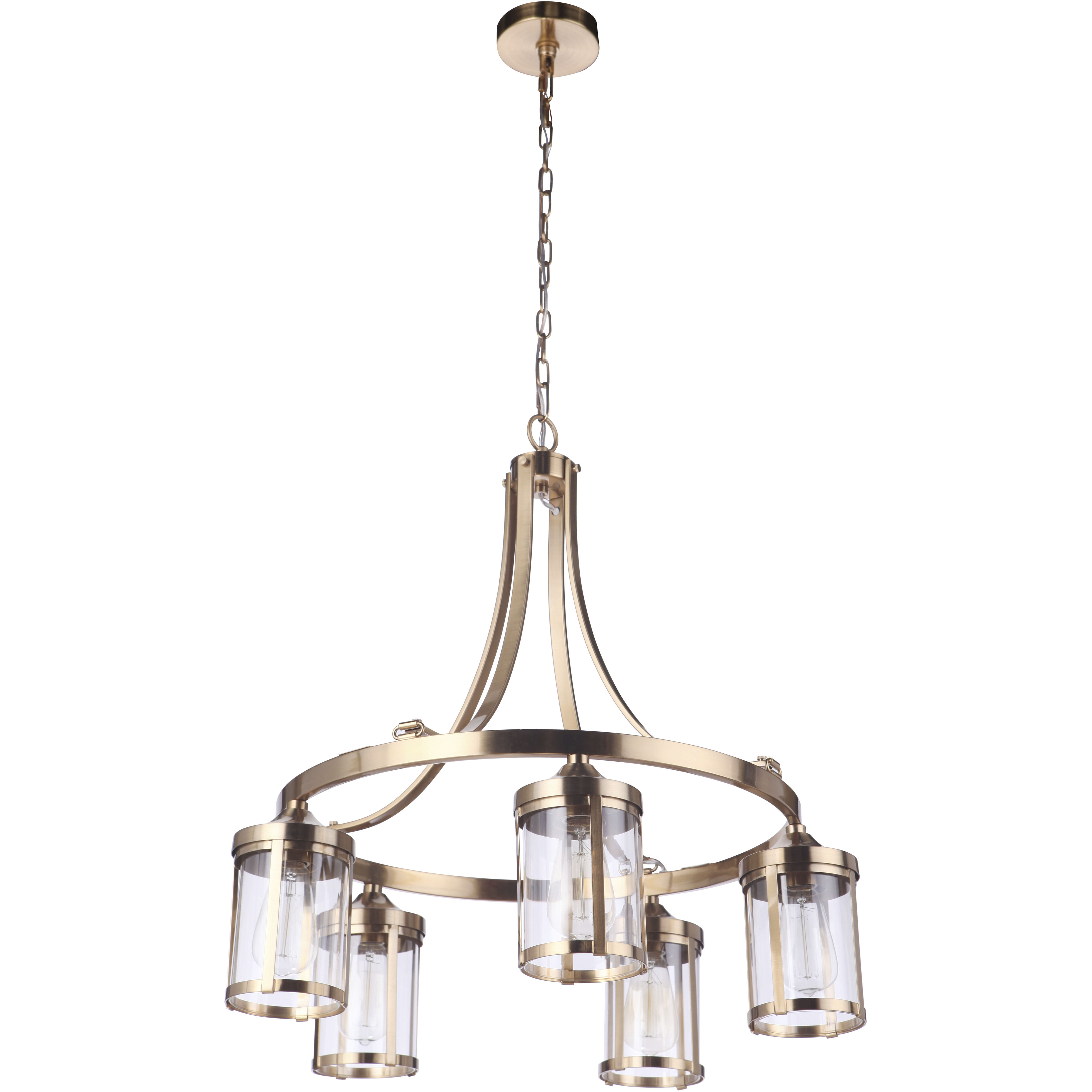 Elliot 5 Light 27 inch Satin Brass Chandelier Ceiling Light