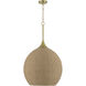 Keira 3 Light 20.5 inch Satin Brass Pendant Ceiling Light in Natural Rope