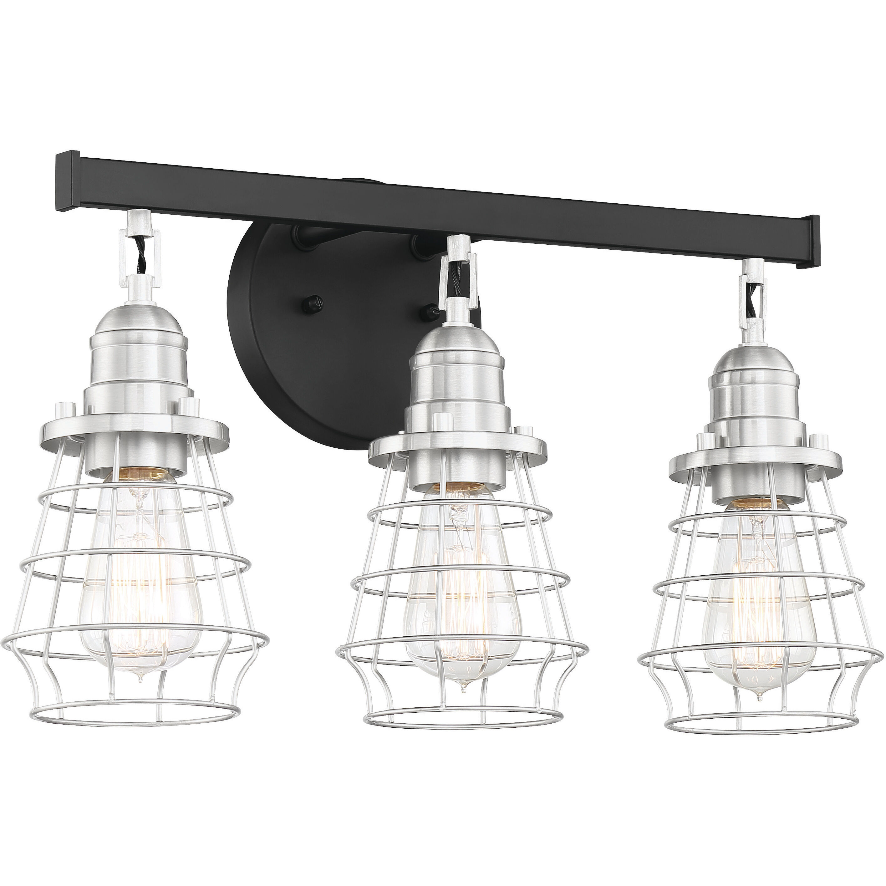 Neighborhood Thatcher 3 Light 19 inch Flat Black/Brushed Polished Nickel Vanity Light Wall Light, Neighborhood Collection