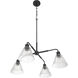 Pleated 4 Light 30 inch Flat Black Chandelier Ceiling Light