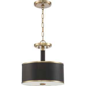 Quinn 2 Light 14 inch Satin Brass Convertible Semi Flush Ceiling Light, Convertible to Pendant 
