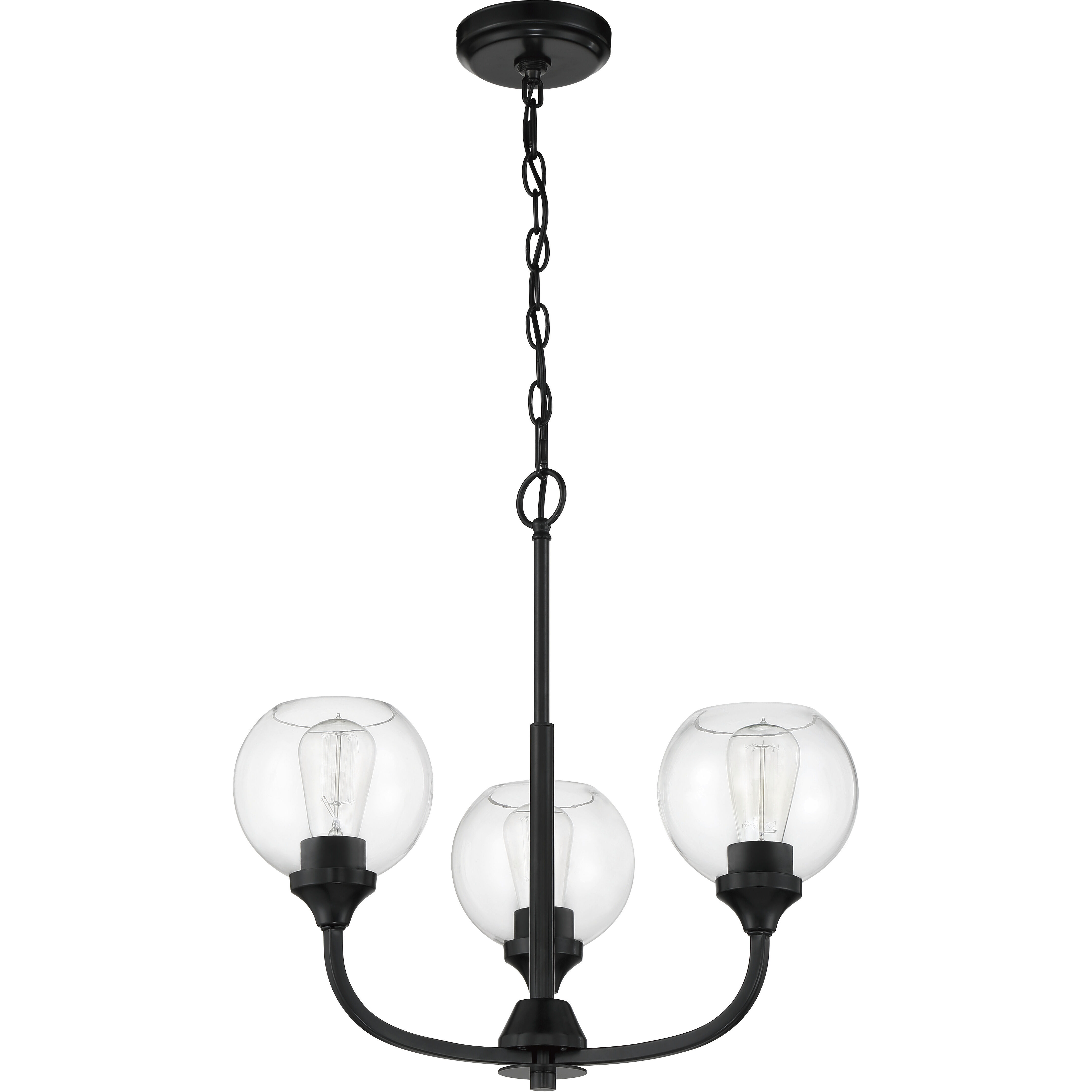 Glenda 3 Light 20 inch Flat Black Chandelier Ceiling Light