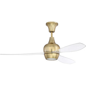 Bordeaux 52 inch Satin Brass with Clear Acrylic Blades Ceiling Fan in Remote Control