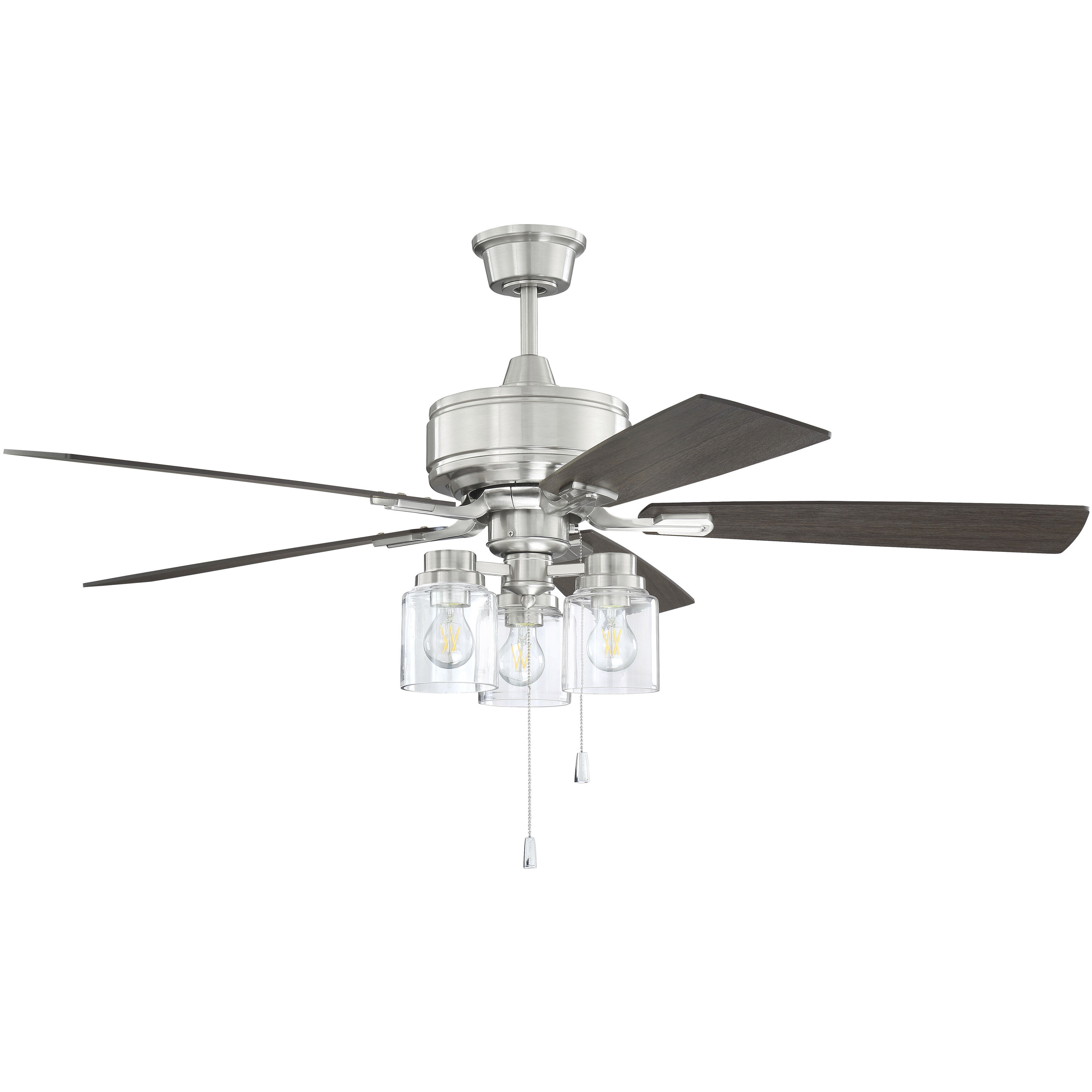 Kate 52 inch Brushed Polished Nickel with Driftwood/Grey Walnut Blades Fan